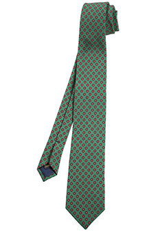 Cravate en laine imprimée, vert/rouge