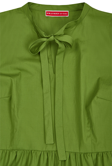 Robe à deux volants en popeline de coton vert