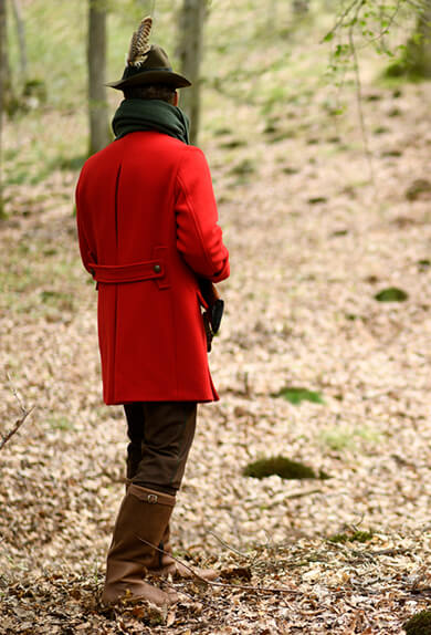 Caban de chasse en drap rouge