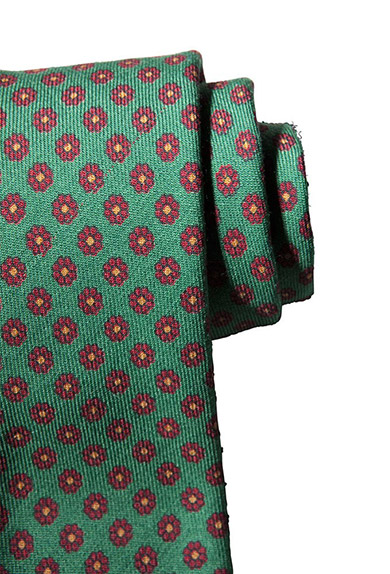 Cravate en laine imprimée, vert/rouge